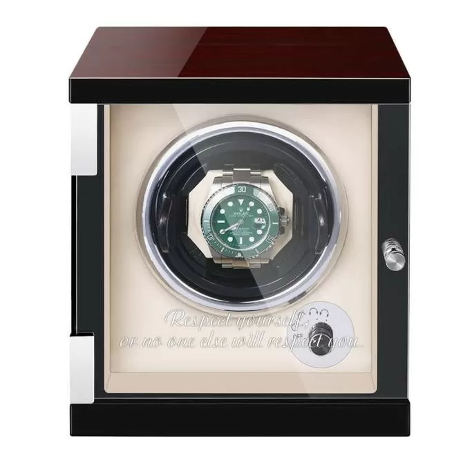 Custom Jqueen New Vertical Single Watch Winder Box Ebony Wood Black