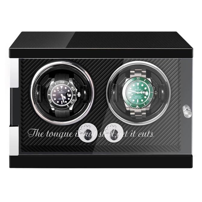 Custom Jqueen Vertical Best Double Watch Winders Box Wood Black