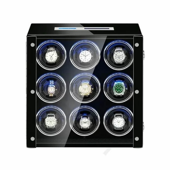 Nine Automatic Watch Turner With Lcd Touch Screen in Black Interior
