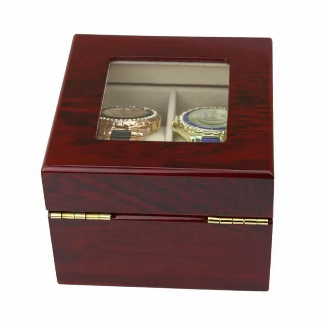 Solid Wood Watch Box Organizer with Glass Display