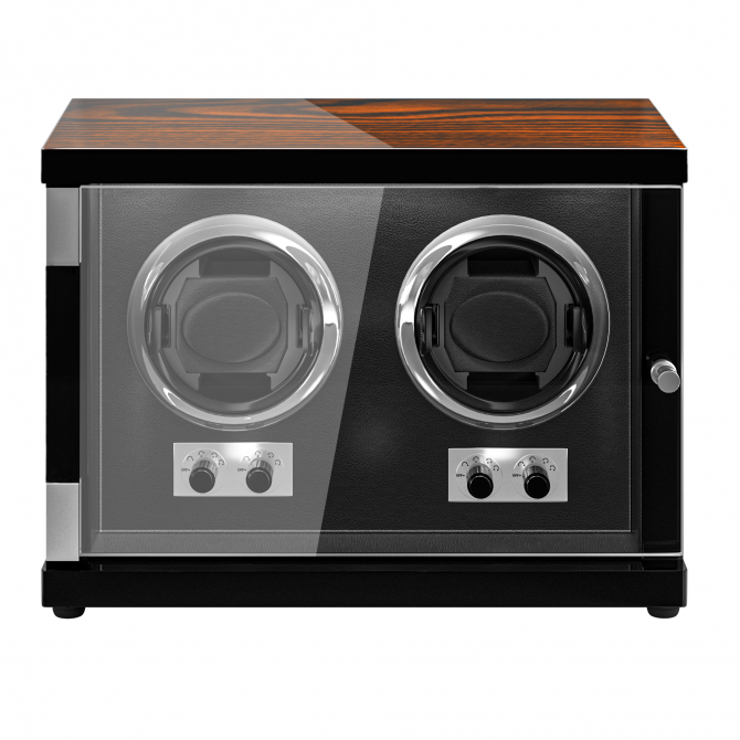 Jqueen 10 Modes Vertical Double Watch Winders Walnut
