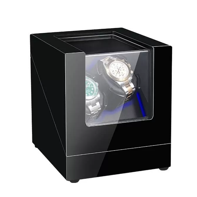 Sepano LED Double Watch Winder in Black Piano Spray Paint 