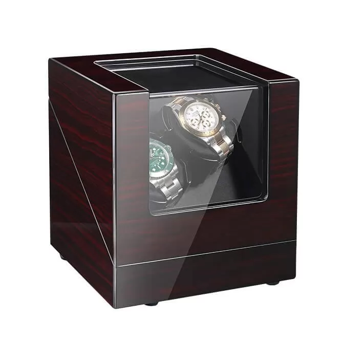 Sepano Automatic Watch Winder for 2 Watches, Ebony Paint Double Wood Shell Watch Winder Box with Extremely Silent Motor