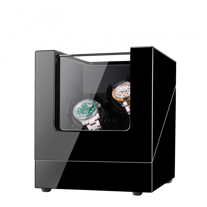 Maselex 2 Watch Winder Box for Automatic Watches, Black Wooden Piano Spray Paint