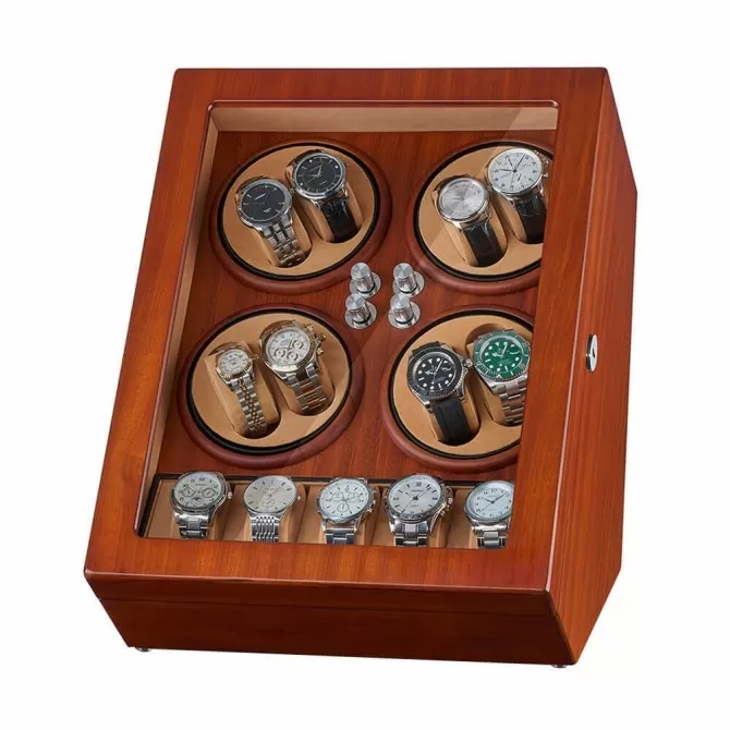 Watch Winder for 8 Automatic Watches with 5 Display Storage Spaces - Ebony