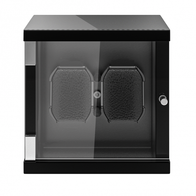 Jqueen Vertical Double Watch Winders Black Carbon Fiber
