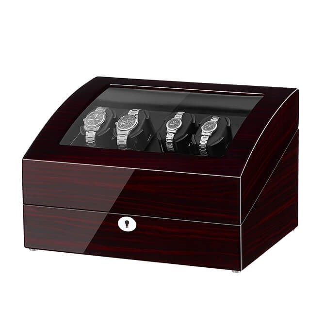 Sepano Watch Winder, Automatic 4 Watch Winder in Wood Shell with 6 Storage Place