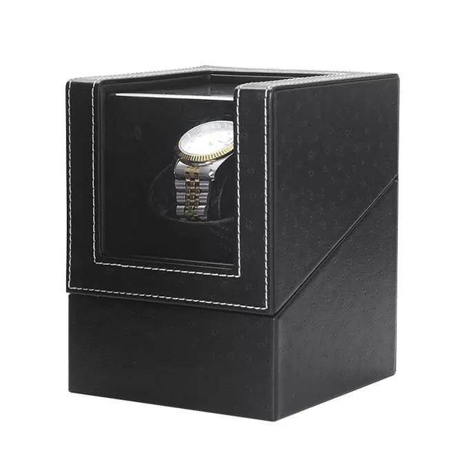 Maselex Single Watch Winder with Black Leather Shell 