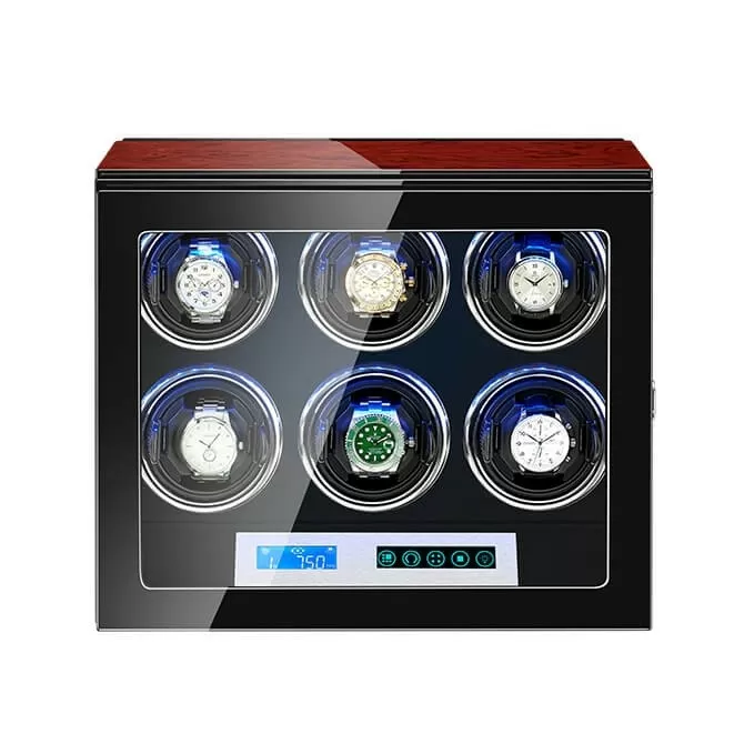 Jqueen Best Watch Winder for Breitling with LCD Touch Screen for 6 Automatic Watches