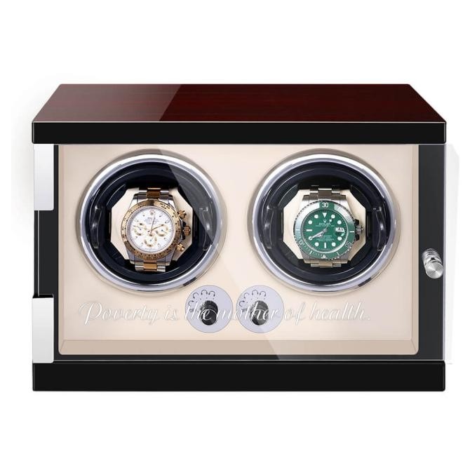 Custom Jqueen Newly Upgraded Vertical Double Watch Winders Cherry Red Wood