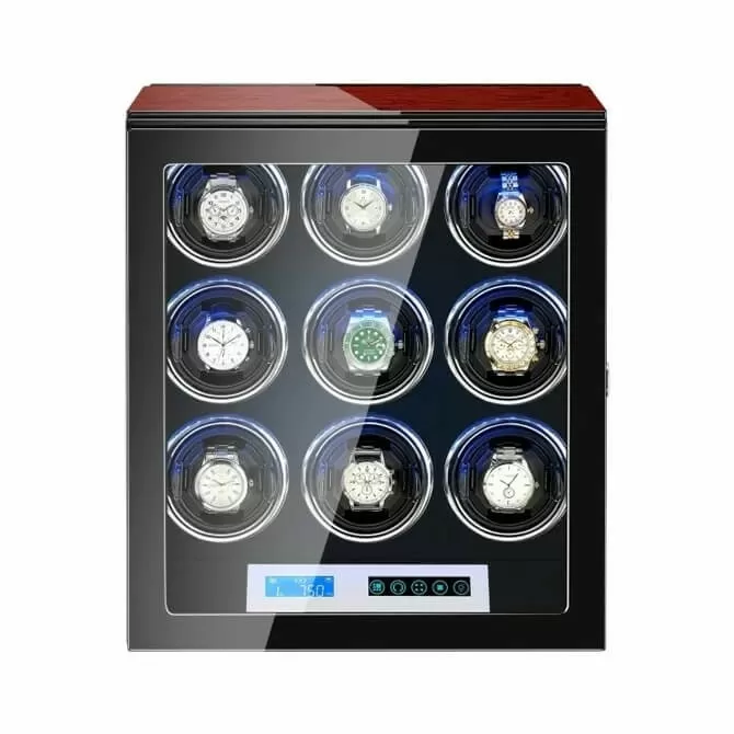 JQUEEN LCD Touch Screen Cool Watch Winder for 9 Automatic Watches