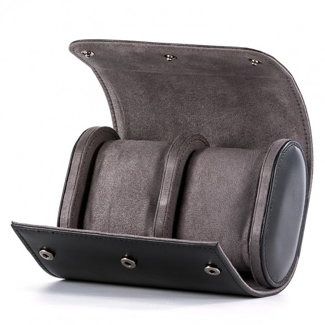 Jqueen Leather Double Watch Roll grey