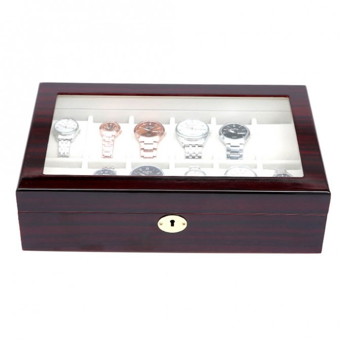 Watch Box, Wooden Watch Organizer, 12 Slots Display Case