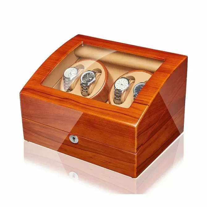 4 Watch Winder with 6 storages -Applewood 