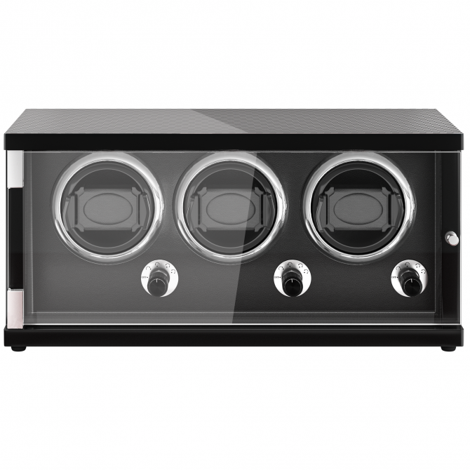 Jqueen Vertical Three Watch Winders Black