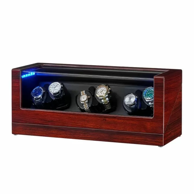 6 Watch Winders Build in Led Illuminated, 21 Rotation Mode
