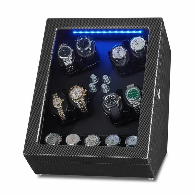  8 Watch Winder for Automatic Watches with 5 Storages, Large Capacity， Black