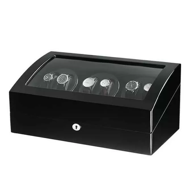 Black Six Automatic Watch Winder with 7 Extra Storages Spaces