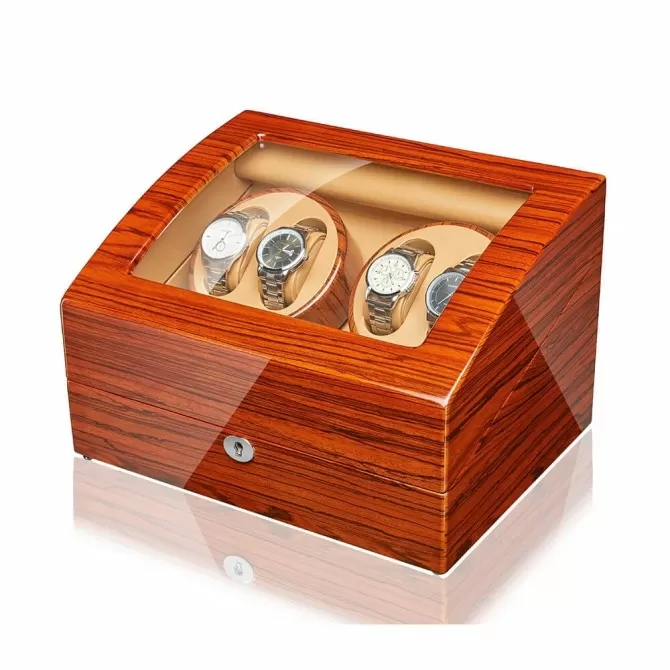 4 Watch Winder with 6 storages -Rosewood 