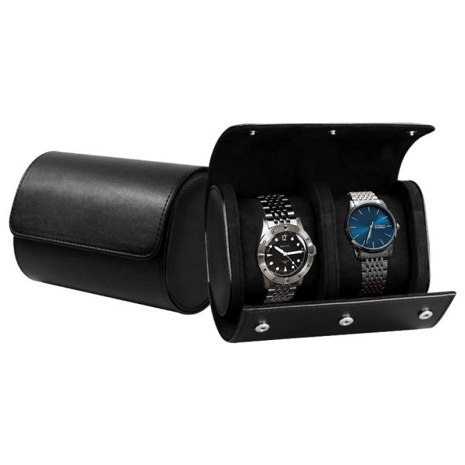 Jqueen Leather Double Watch Roll black