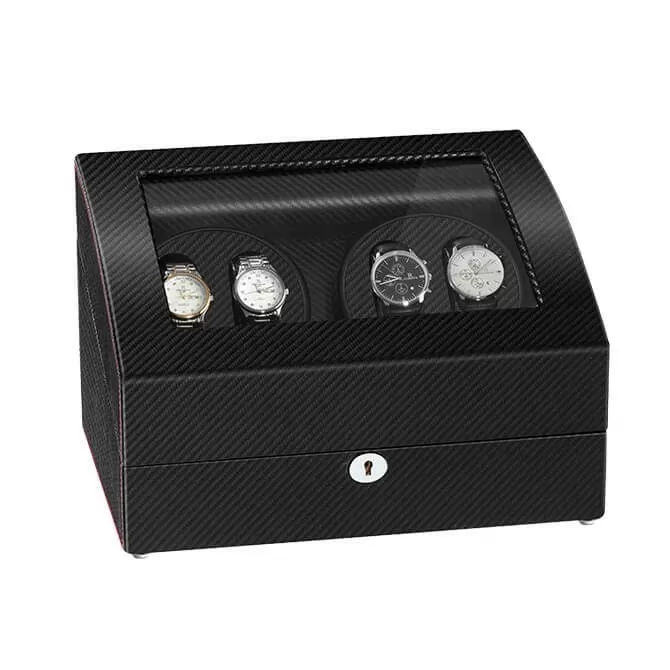 4 Watch Mover Box and 6 Watch Storages - Black Leather