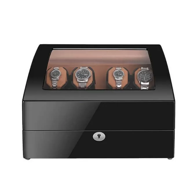 Sepano Watch Winder, Automatic 4 Watch Winder in Wood Shell with 6 Storage Place