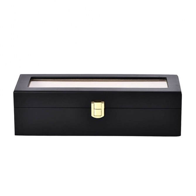 Watch Box for Men - 6 Slot Watch Case Black
