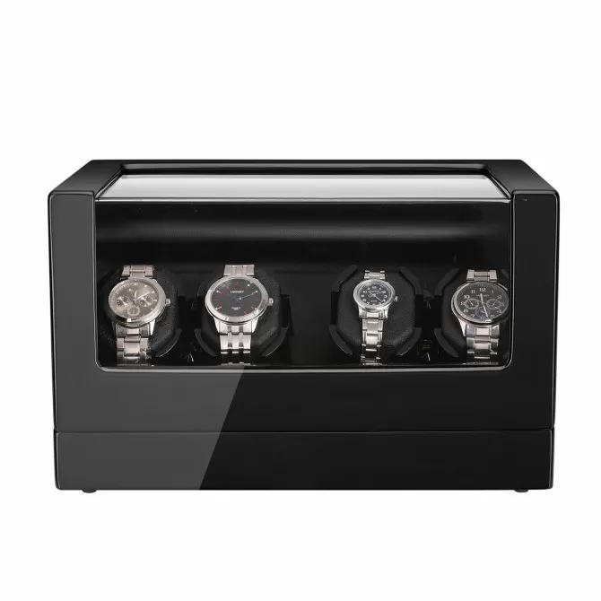 Sepano 4 Watch Winder Box, Black Piano Paint, Quiet Motor