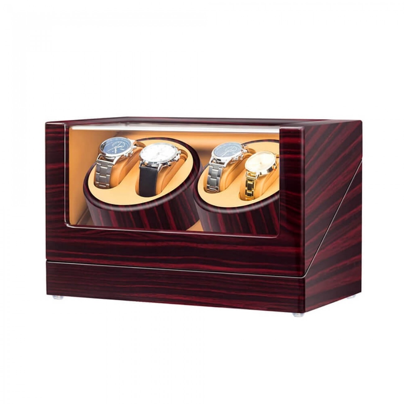 Watch Winder carica 4 orologi automatici Mogano LED Battery