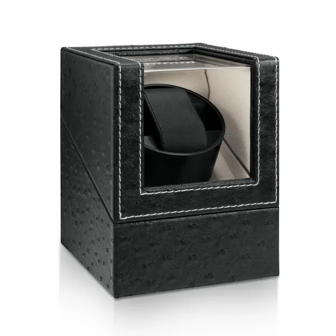 Maselex Single Watch Winder with Black Leather Shell 