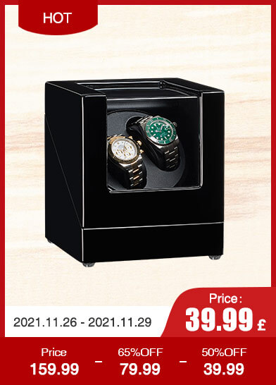 Black Six Automatic Watch Winder with 7 Extra Storages Space-21 Rotation Modes