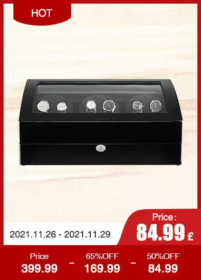 Black Six Automatic Watch Winder with 7 Extra Storages Space-21 Rotation Modes